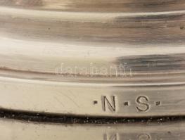 Svéd alpakka nagy szószos kiöntő. NS jelzéssel. cca 1900 Belül kopásokkal 27 cm