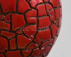 Zsolnay repesztett ökörvér színű eozin mázas porcelán váza, jelzett, 1960 körül, minimális kopottság...