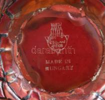 Zsolnay repesztett ökörvér színű eozin mázas porcelán váza, jelzett, 1960 körül, minimális kopottság...