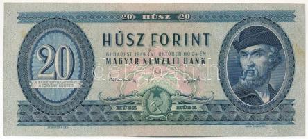 1949. 20Ft &quot;C 108 199944&quot; T:F fo. / Hungary 1949. 20 Forint &quot;C 108 199944&quot; C:F spotted Adamo F10