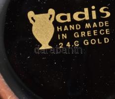 Jelzett görög porcelán csésze alátéttel szett, 6 db, 24k arannyal aranyozva, részben kézzel festve, ...