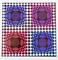 1994 Vasarely, Victor (1908-1997): Hatlapos teljes mappa (teljes a borítóval együtt). Bp., é.n., Vas...