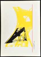 Hervé, Rodolf (1957-2000): Eiffel-torony sárgában. Szitanyomat, papír, jelzett, számozott: 8/40. 36x21 cm. / Hervé, Rodolf (1957-2000): Eiffel-tower. Screenprint on paper, signed, numbered: 8/40, 36x21 cm.