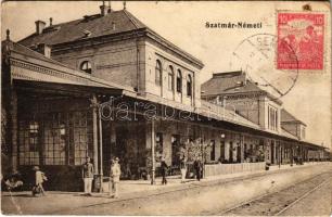 1917 Szatmárnémeti, Szatmár, Satu Mare; vasútállomás. Vasúti levelezőlapárusítás 622. / railway station (EK)