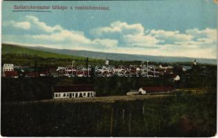 Székelykeresztúr, Kristur, Cristuru Secuiesc; látkép a vasútállomással. Ifj. Szemerjay Károly kiadása / railway station