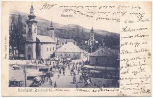 1904 Zalatna, Zlatna; Piac tér, templomok. Nagy Árpád kiadása / square, churches (EK)