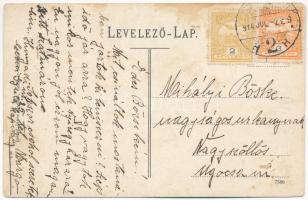 1914 Szatmárnémeti, Szatmár, Satu Mare; Deák tér, piac, templom. Reizer János kiadása / square, mark...