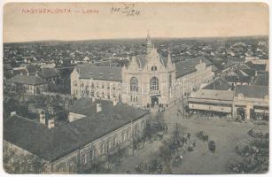 1911 Nagyszalonta, Salonta; látkép, városháza, piac, Roth Mór üzlete. W.L. Bp. 6542. Döme Károly kiadása / general view, town hall, market, shops (EB)