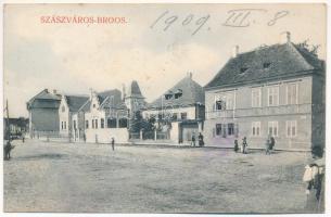 1909 Szászváros, Broos, Orastie; utca. H. Graef kiadása / street view (fl)