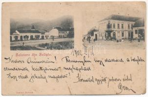 1902 Szelistye, Salistea Sibiului, Saliste; tér, üzletek. Teodor Doboiu kiadása / square, shops (EM)