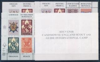 2000/E11 Trianon cserkész erdélyi kiadású 4 db-os emlékív garnitúra Cserkész Jumboree &quot;Souvenir Campdown England Scout and guide International camp&quot; hátoldali nyomatokkal