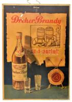 cca 1920-1930 "Dreher Brandy, az ó-párlat", kisplakát / reklámtábla. Színes nyomat, karton. Bp., Klösz Coloroffset-ny., szúrágta lyukakkal, 33,5x24 cm