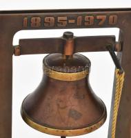 Miticzky Gábor (1942-2021): 75 éves a magyar hajózás. Bronz harang, fa talapzaton. Jelzett, m: 23 cm...