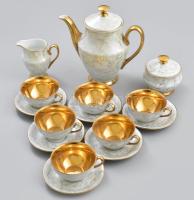 Wawel aranyozott mokkás készlet hat személyes. Márvány mintás. jelzett, apró kopásokkal. Komplett