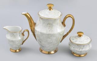 Wawel aranyozott mokkás készlet hat személyes. Márvány mintás. jelzett, apró kopásokkal. Komplett