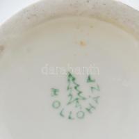 Hollóházi virágmintás váza, jelzéssel, kis kis kopással, m: 15 cm