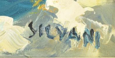 Silvani jelzéssel: Vitorlások. Olaj, vászon. Dekoratív, kissé sérült fakeretben. 27x21,5 cm