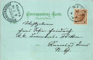 1898 (Vorläufer) Weyer, Schloss, Marktplatz / castle, market square, general view. Art Nouveau, flor...