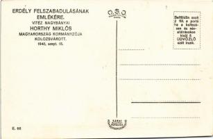 1940 Kolozsvár, Cluj; bevonulás, Horthy Miklós ágyúszállító katonai teherautók menete előtt / entry ...