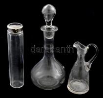 3 darab antik üveg: italos, ecetes, pipere. Kopással, m: 16-21 cm