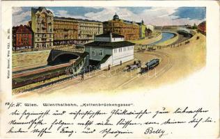 1901 Wien, Vienna, Bécs; Wientalbahn, Kettenbrückengasse / horse-drawn tram (EB)