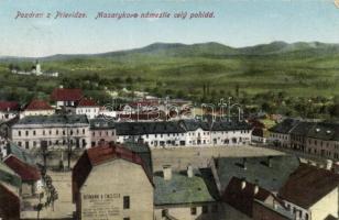 Privigye Masarykov square with the shop of Heumann (EK)