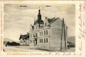 1903 Wimpassing im Schwarzatale, Villa Reiser, Rathaus / town hall, villa. Verlag v. Adolf Balzer, Photogr. v. Julius Seiser (fl)