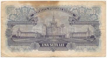 Románia 1952. 100L T:VG fo. Romania 1952. 100 Lei C:VG spotted Krause P#90b
