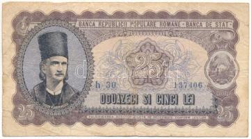 Románia 1952. 25L kék sor- és sorozatszámmal T:VG Romania 1952. 25 Lei with blue serial C:VG Krause 89.