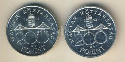 1992-93. 200Ft Ag "MNB" (2x) T:BU,2