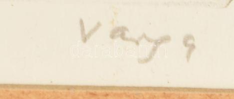 Varga Nándor Lajos (1895-1978): Híd a falu végén. Rézkarc, papír, jelzett, paszpartuban, 20×29 cm