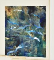 Nagy Orsolya jelzéssel: 5 db mű, 1991. Vegyes technika, kollázs, papír. Paszpartuban, 14,5x11,5 cm é...