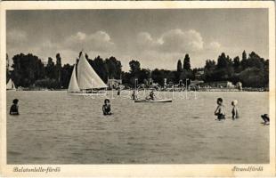 1947 Balatonlelle, Strandfürdő, fürdőzők (fl)