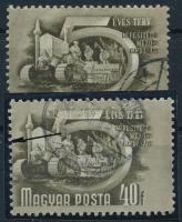 1950 Ötéves terv I. 40f elfogazva + támpéldány / Mi 1074 with shifted perforation