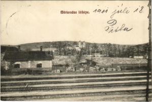 1911 Máriaradna, Mária-Radna, Radna (Lippa, Lipova); vasútállomás és őrház / railway station and guard house