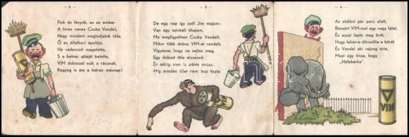 cca 1930-1940 Csudás kaland az Állatkertben - VIM tisztítószer leporellószerű, képes reklámkiadványa...