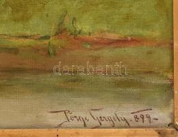 Pörge Gergely (1858-1930): Vízparti táj, 1899. Olaj, vászon. Jelezve jobbra lent. Dekoratív fakeretb...