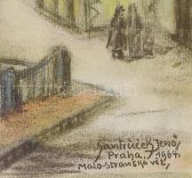 Szantrucek (Santrucek) Jenő (1903-1965): prágai részlet, 1964. Pasztell, papír. Jelzett. Dekoratív, ...