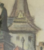 Szantrucek (Santrucek) Jenő (1903-1965): prágai részlet, 1964. Pasztell, papír. Jelzett. Dekoratív, ...