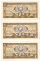 Románia 1966. 1L (3x) sorszámkövetők T:UNC,AU Romania 1966. 1 Leu (3x) sequnetial serials C:UNC,AU