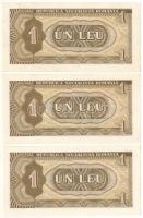 Románia 1966. 1L (3x) sorszámkövetők T:UNC,AU Romania 1966. 1 Leu (3x) sequnetial serials C:UNC,AU
