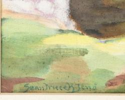 Szantrucek (Santrucek) Jenő (1903-1965): Erdőrészlet. Akvarell, karton. Jelzett. Dekoratív fakeretbe...