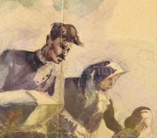 Balla László (1906-?): Gyermektemetés ruszinföldön. Akvarell, papír. jelzés nélkül. Kiállítva: "...