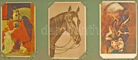 86 db főleg RÉGI képeslap régi nagy szecessziós albumban, vegyes minőségben: olasz művészlapok (Chio...