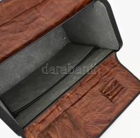 Számzáras bőr koffer, jó állapotban, 45x34x21 cm