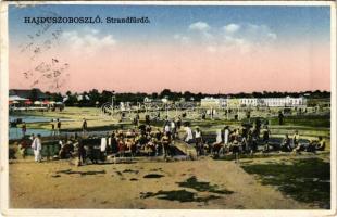 1931 Hajdúszoboszló, Strandfürdő, fürdőzők. Balogh Kálmán kiadása (szakadás / tear)