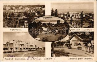 1936 Zamárdi, villa részlet, nyaralók, Pannonia strandfürdő, Zamárdi-felső vasúti megállóhely, vasútállomás, Tanárok üdülőháza (EK)