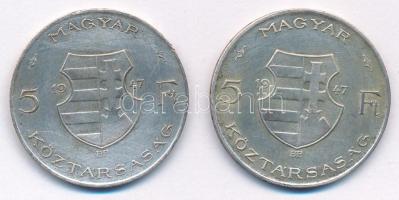 1947. 5Ft Ag "Kossuth" (2x) T:VF,F patina Adamo F8.1