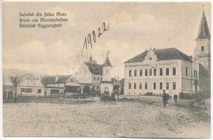 Nagyselyk, Marktschelken, Seica Mare; Scoala poporala conf. ev. I. / iskola, tér. Kiadja Rusnyak Antal. Fotografie J. H. Briegel / school, square (Rb)