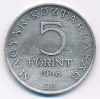 1948. 5Ft Ag "Petőfi" T:AU,XF patina Adamo EM1